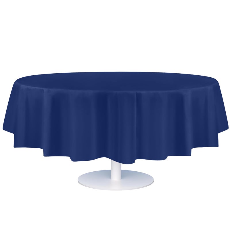 Grandipity Navy Blue Plastic Table Cloth Disposable (6 Pk) 84in Round Tablecloth Premium Party Table Cloths Disposable - Perfect Table Cloth Round Cover for Any Table Up to 6 Feet - Image 1